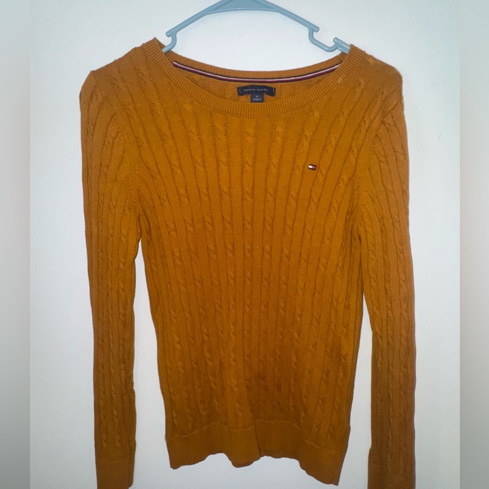 Tommy Hilfiger Women's Cable Knit Sweater - Orange/Brown
